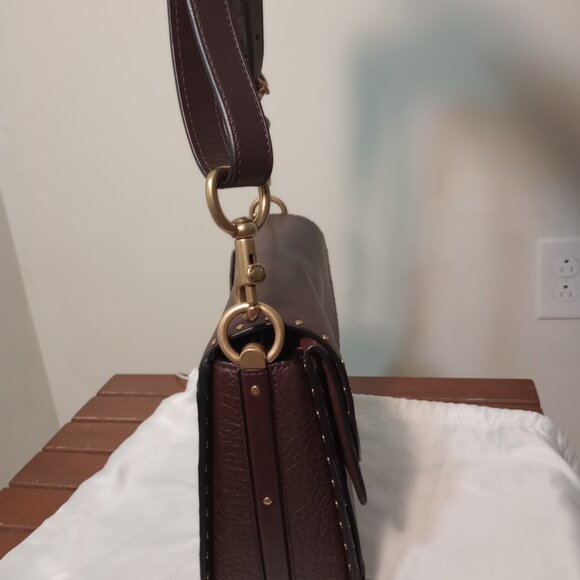 Coach Dreamer Shoulder Leather and Suede Bag With Rivets Oxblood - Picture 4 of 12